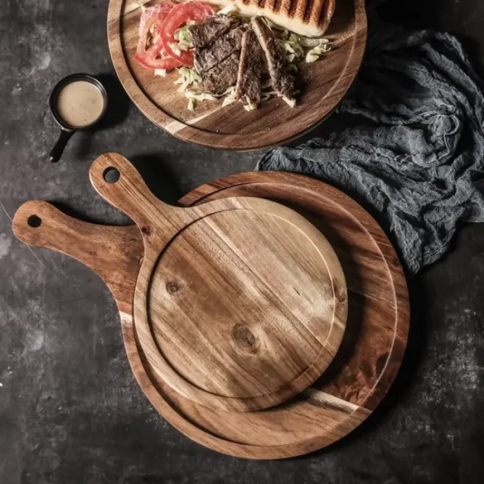 steak wooden dinner plate